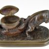 Antique bronze of two mice with egg