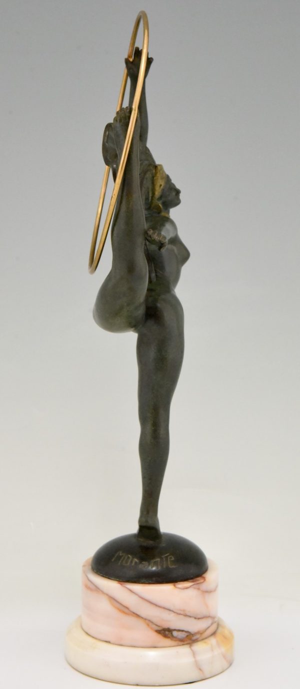 Art Deco Skulptur Bronze Reifen Tänzerin
