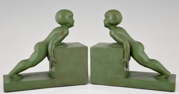 Art Deco bookends with children