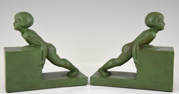 Art Deco bookends with children