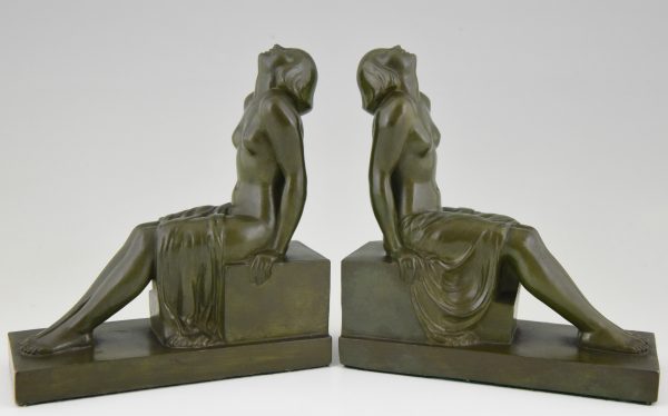 French Art Deco bookends with sitting nudes