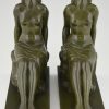 French Art Deco bookends with sitting nudes