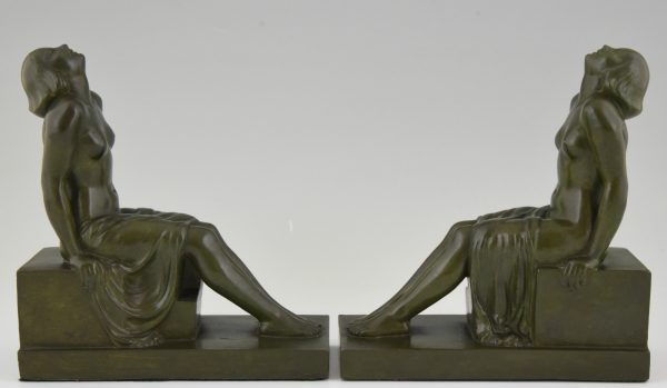 French Art Deco bookends with sitting nudes