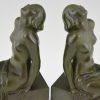 French Art Deco bookends with sitting nudes