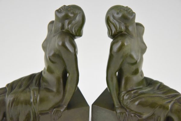 French Art Deco bookends with sitting nudes