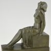 French Art Deco bookends with sitting nudes