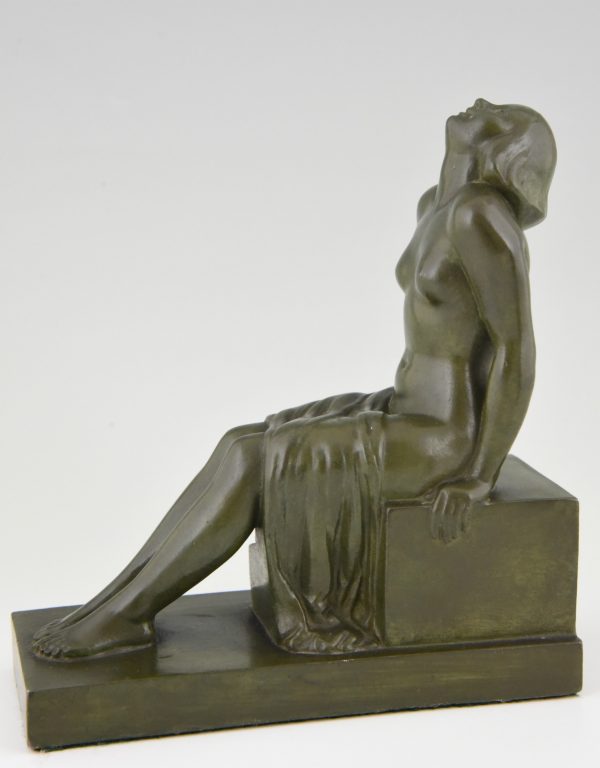 French Art Deco bookends with sitting nudes