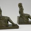 French Art Deco bookends with sitting nudes