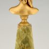 Art Nouveau bronzen buste van een jonge vrouw La Jeunesse