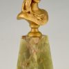 Art Nouveau bronzen buste van een jonge vrouw La Jeunesse