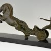 Art Deco bronze sculpture horses and carriage