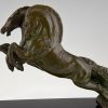 Art Deco bronzen sculptuur paarden met strijdwagen