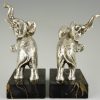 Art Deco elephant silvered bronze bookends