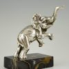 Art Deco elephant silvered bronze bookends