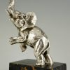 Art Deco elephant silvered bronze bookends