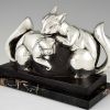 Art Deco silvered bronze sculpture two squirrels