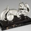 Art Deco silvered bronze sculpture two squirrels