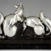 Art Deco silvered bronze sculpture two squirrels