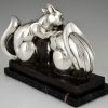 Art Deco silvered bronze sculpture two squirrels