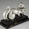 Art Deco silvered bronze sculpture two squirrels