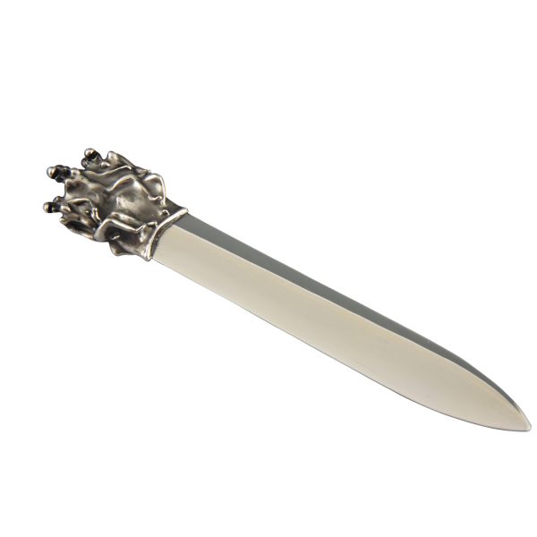 Silvered bronze erotic letter opener with nudes