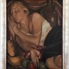 Art Deco Gemälde schlafende Frau mit drei Apfel