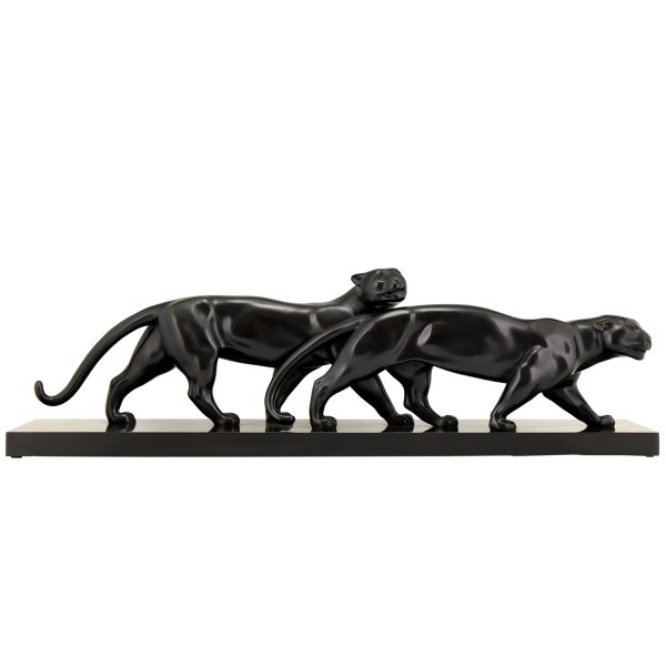 Art Deco Bronze Skulptur zwei Panther