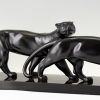 Art Deco bronzen sculptuur twee panthers