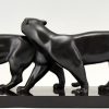 Art Deco bronzen sculptuur twee panthers