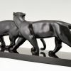 Art Deco bronzen sculptuur twee panthers