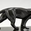 Art Deco bronzen sculptuur twee panthers