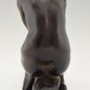 Art Deco bronze sculpture of a seated nude