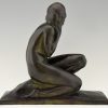 Art Deco bronze sculpture of a seated nude