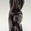 Art Deco bronze sculpture of a seated nude