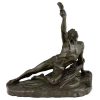 Soldier of Marathon, antique bronze sculpture man with laurel branch