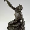 Soldat Marathon, Antike Bronze Skulptur Mann mit Lorbeer Zweig