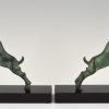 Art Deco bronze bookends with jumping goats.