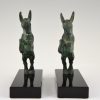 Art Deco bronze bookends with jumping goats.