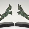 Art Deco bronze bookends with jumping goats.