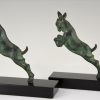 Art Deco bronze bookends with jumping goats.