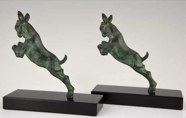 Art Deco bronze bookends with jumping goats.