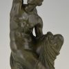 Sculpture bronze Art Deco femme nue drapée