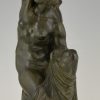 Art Deco bronzen beeld naakte vrouw baadster