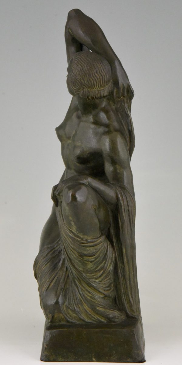 Art Deco bronze sculpture draped nude