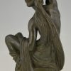 Art Deco bronzen beeld naakte vrouw baadster