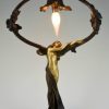Jugendstil Bronze Lampe mit Frauenakt