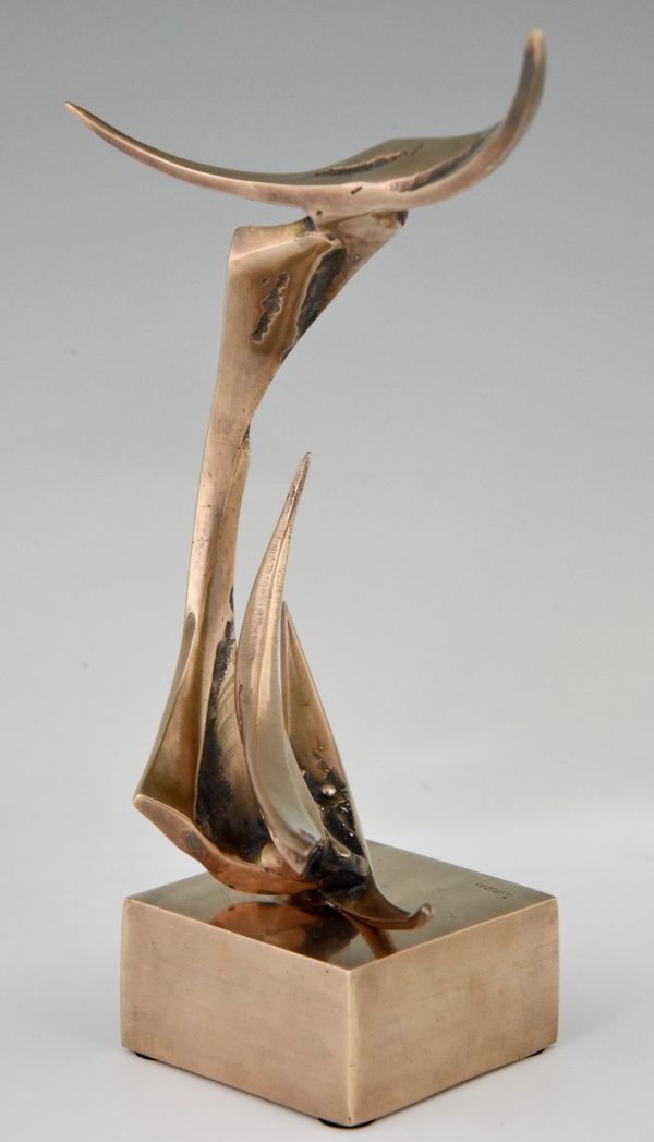 Moderne bronzen abstracte sculptuur 1970