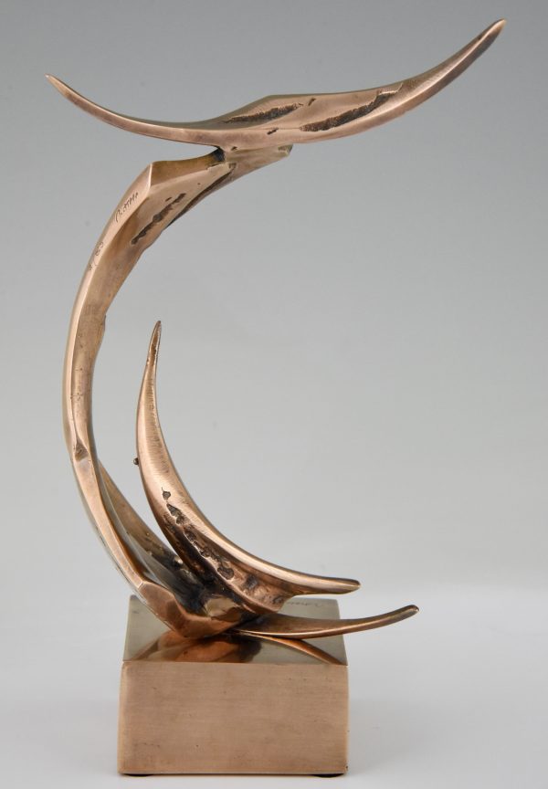 Moderne bronzen abstracte sculptuur 1970