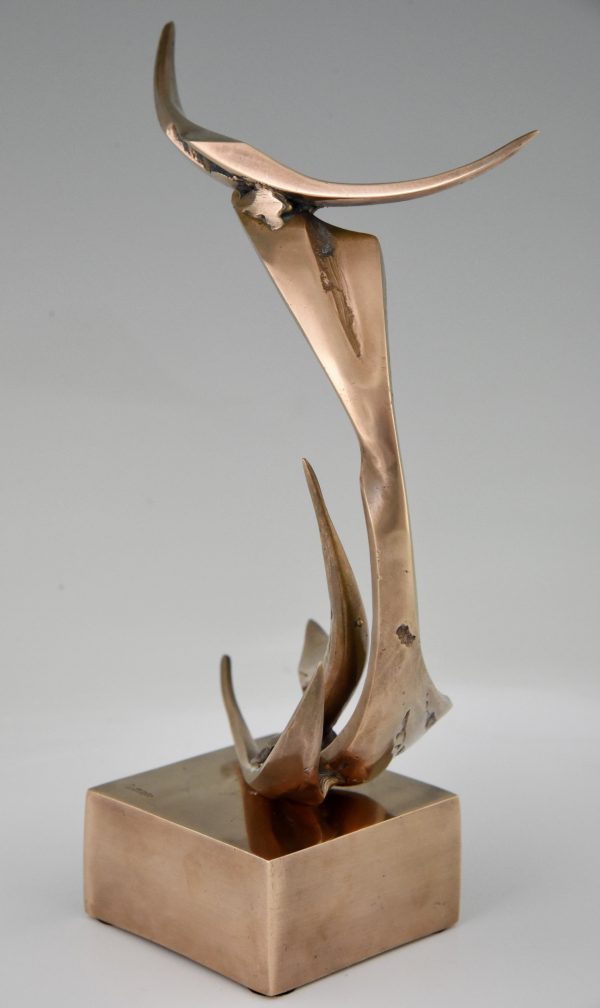 Moderne bronzen abstracte sculptuur 1970