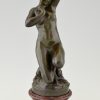 Jugendstil bronzen beeld naakte vrouw